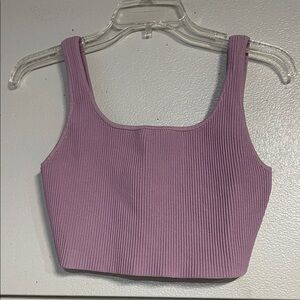 BABATON ARITZIA SCULPT KNIT RIBBED CROP TOP PURPLE BLOUSE SMALL